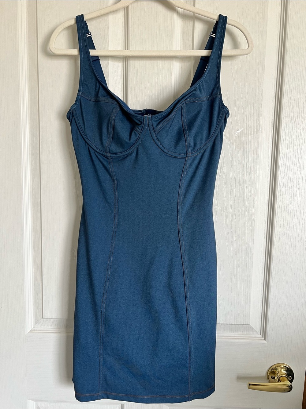 Sleeveless Blue Bodycon Dress Denim Inspired.